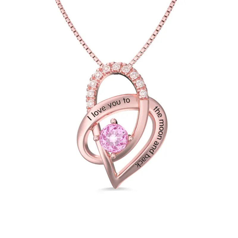 Fio “Amo-te daqui até à lua” em ouro rosa com coração