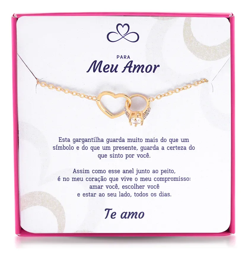 Colar Presente De Amor Namorada Esposa Banhado A Ouro 18k