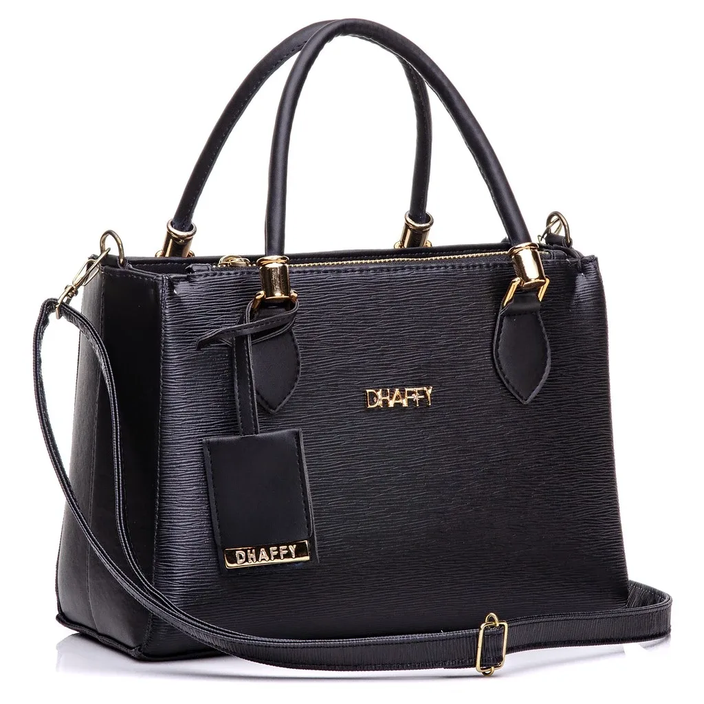 Bolsa Feminina Média, Alça de Mão e Transversal/Preta