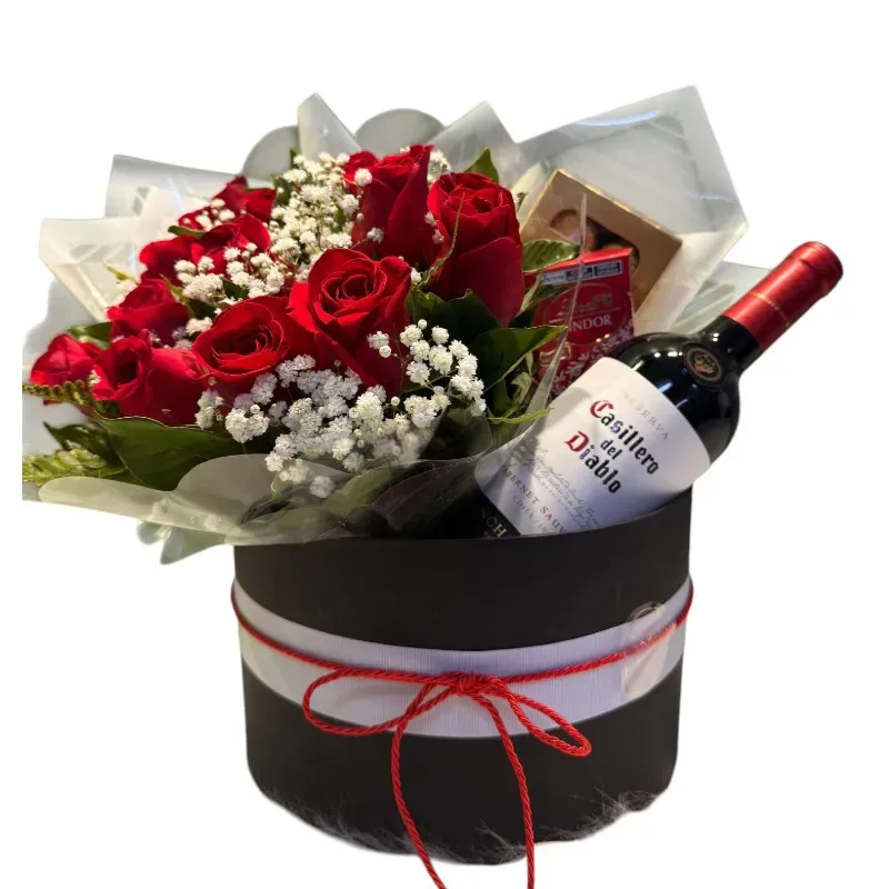 Box Buquê com Vinho