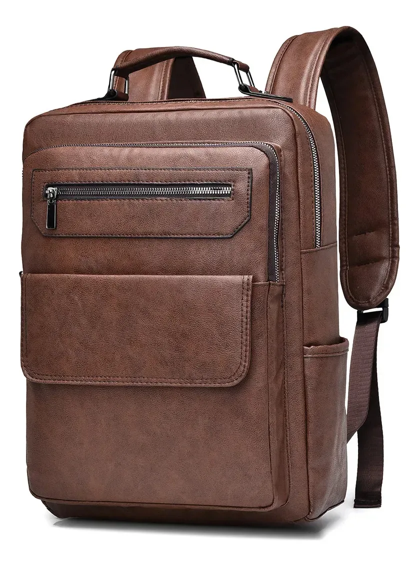 Mochila Premium Em Couro Genuíno Para Ipad Tablets Laptops