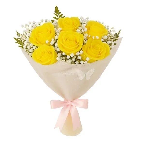 Buquê De 6 Rosas Amarela