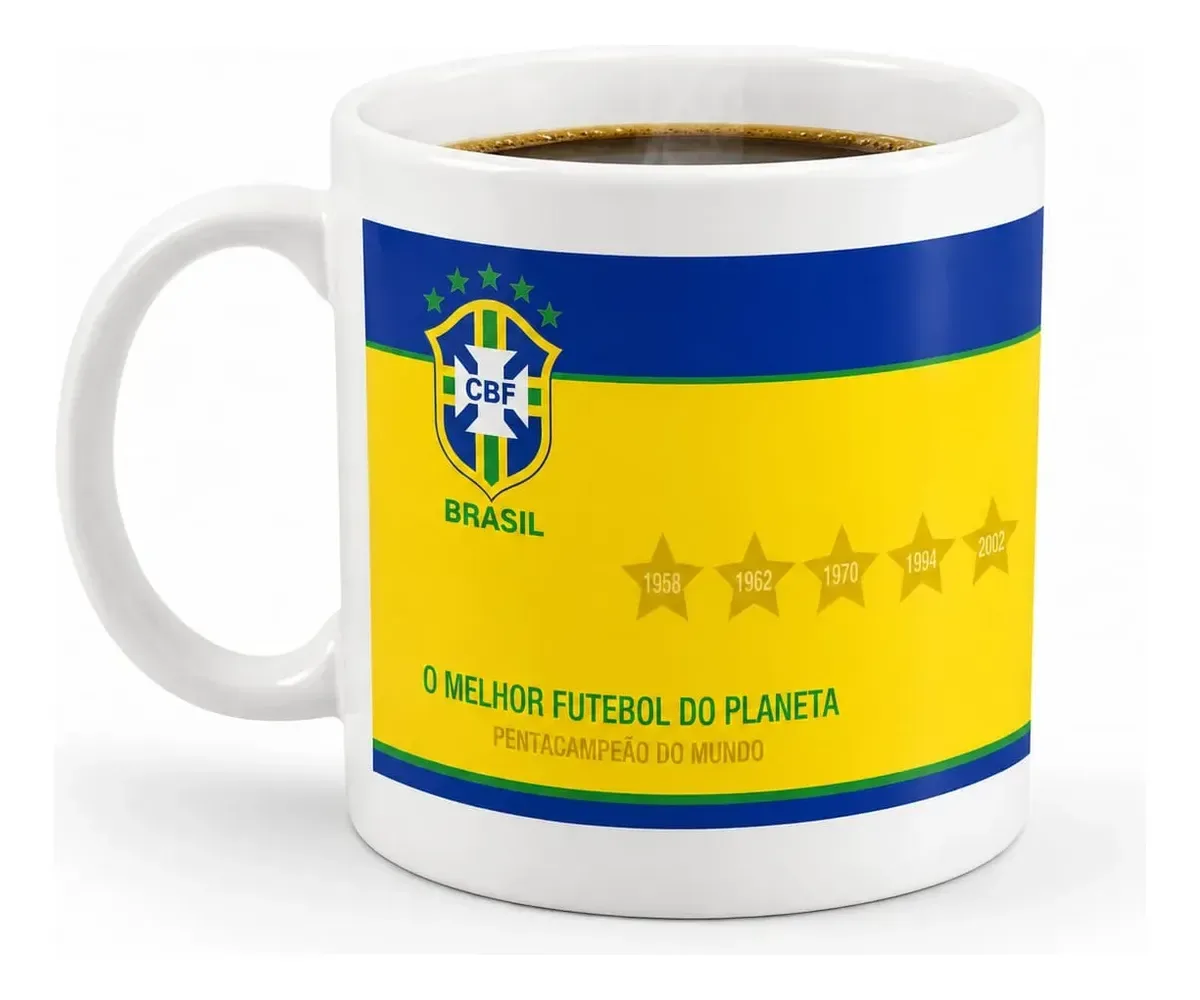 Caneca Cerâmica Café Brasil Copa Do Mundo Presente Torcedor