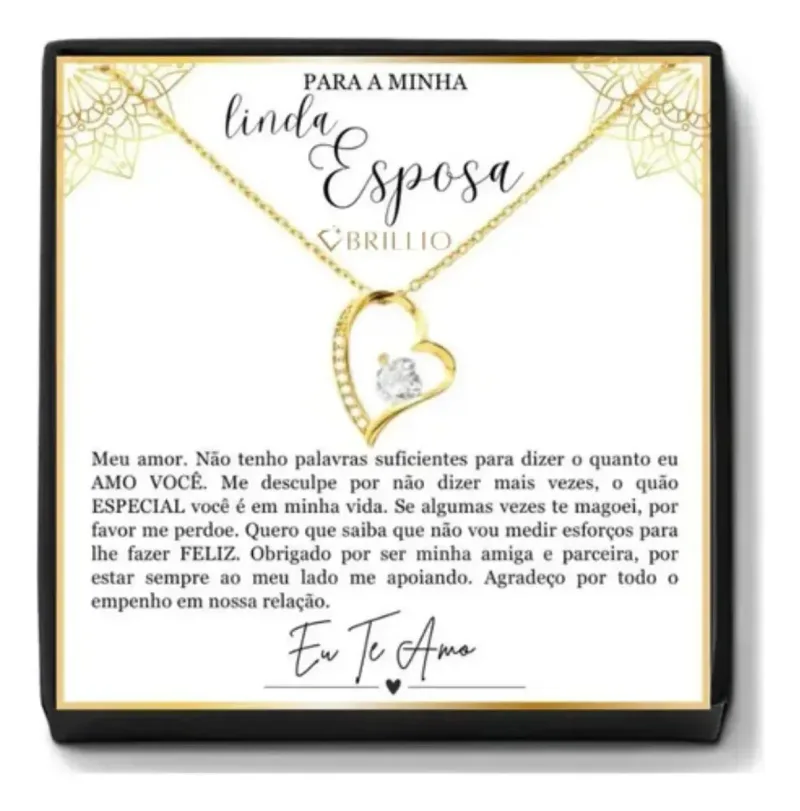 Presente Para Minha Linda Esposa Colar Banhado A Ouro 18k.