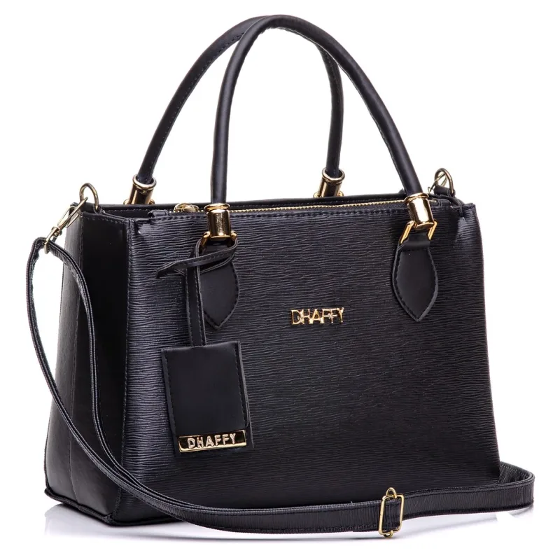Bolsa Feminina Média, Alça de Mão e Transversal/Preta