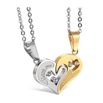 Colar Duplo Coração Casal Dia Namorados I Love You 2 Metades
