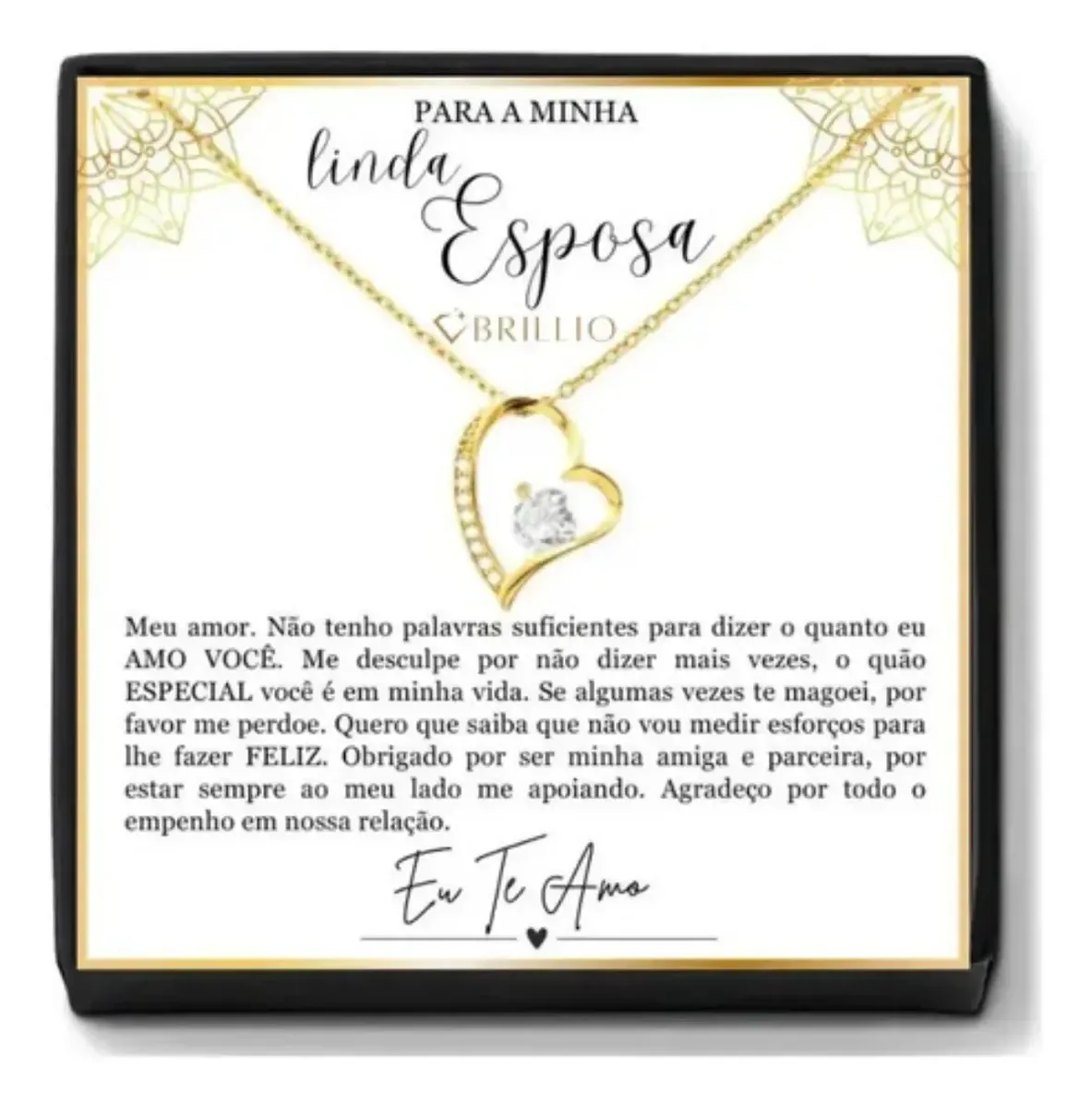 Presente Para Minha Linda Esposa Colar Banhado A Ouro 18k.