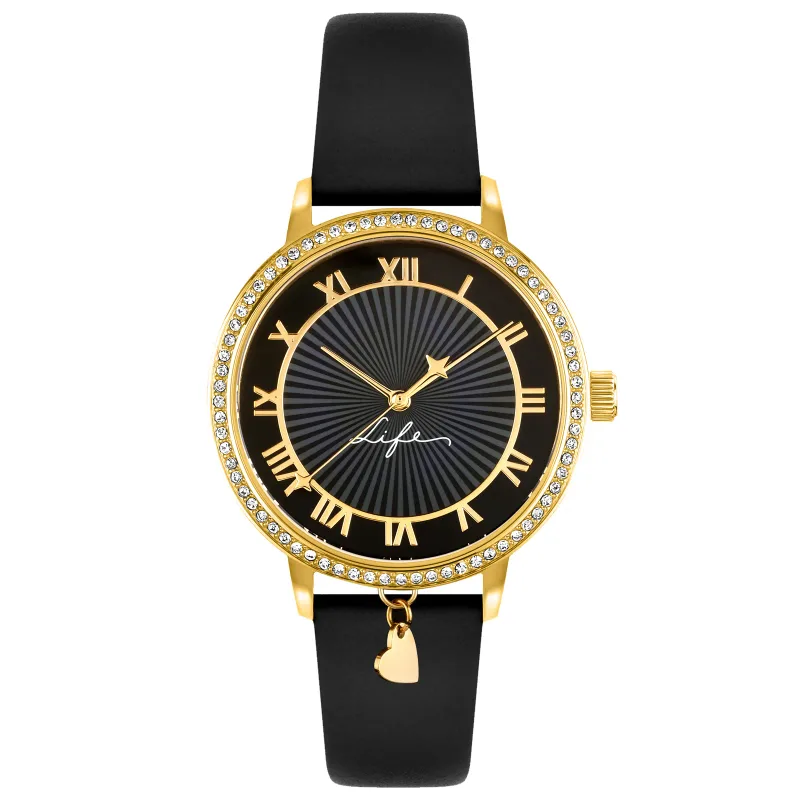 Relógio Life Lovely Feminino em Couro Preto
