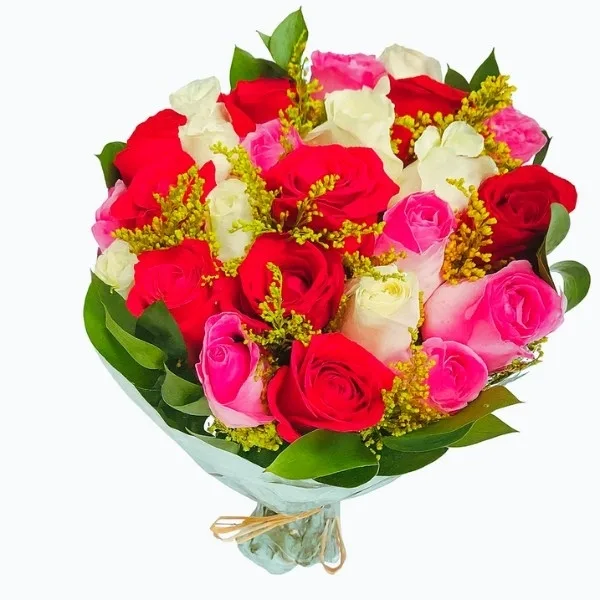 Buquê De 24 Rosas Colorida
