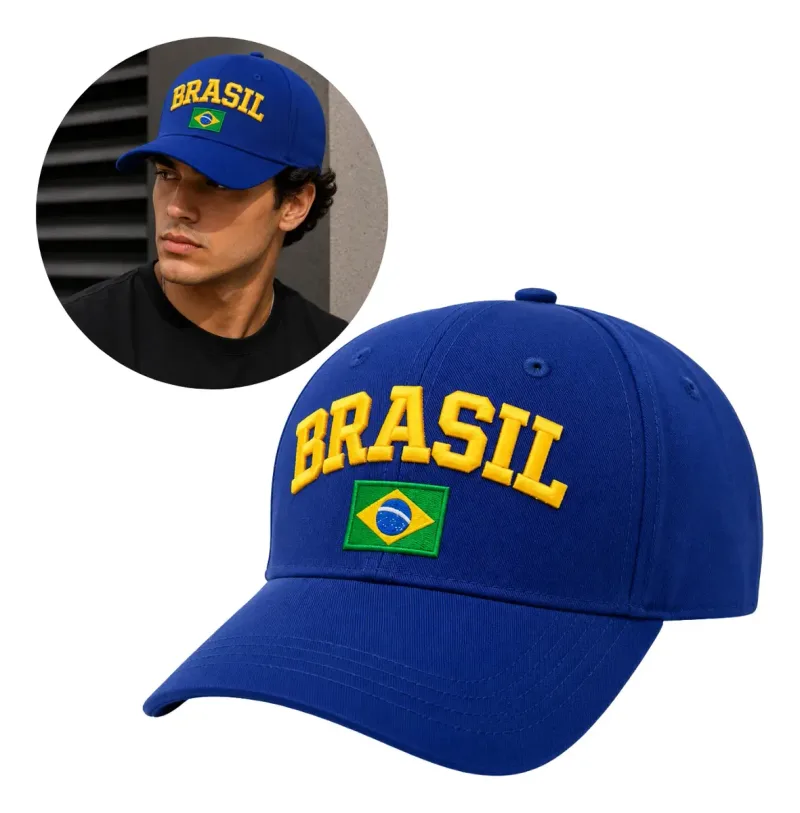 Boné Brasil Premium Copa Do Mundo Estilo Torcedor Raiz 1 Und