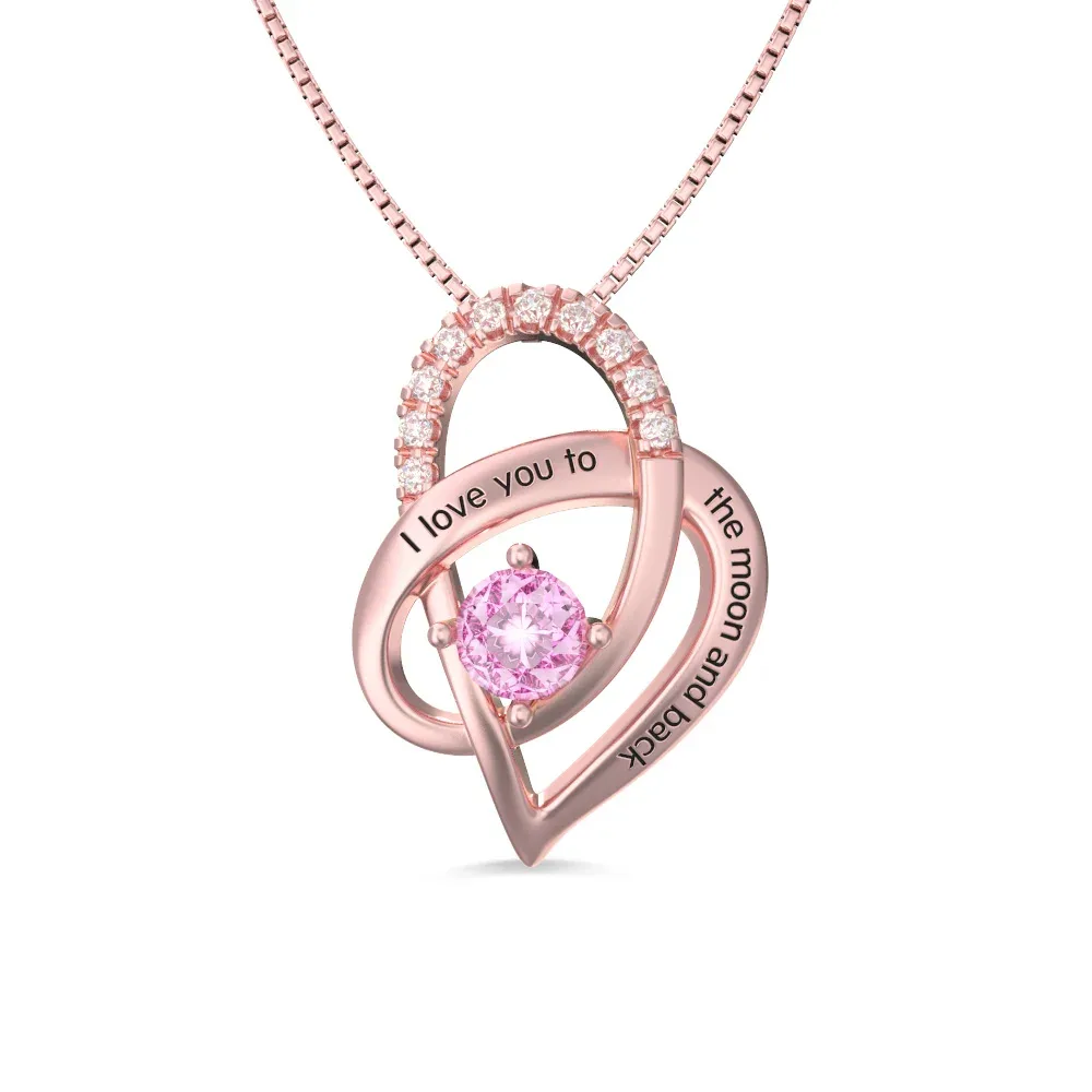 Fio “Amo-te daqui até à lua” em ouro rosa com coração