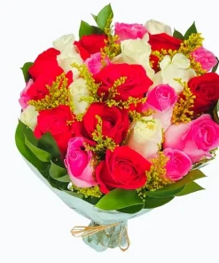 Buquê De 24 Rosas Colorida
