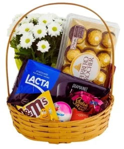 Cesta De Chocolates E Flores