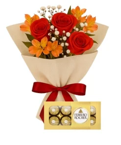 Ramalhete De 3 Rosas Vermelha Com Chocolate