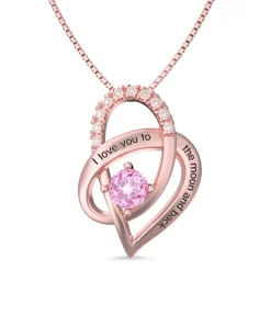 Fio “Amo-te daqui até à lua” em ouro rosa com coração
