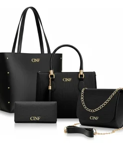 Kit Bolsas Feminina Sacola Transversal Tira Colo Carteira Cor Preta