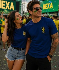Kit Camisetas Casal Copa Brasil  Azul Unissex