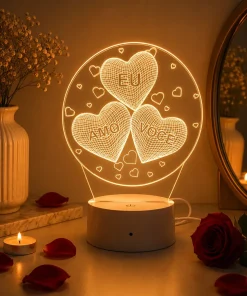 Luminária Led 16 Cores, Coração, Amor, Casal, Namorados