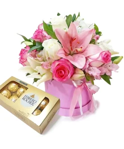 Box de Flores com Ferrero Rocher