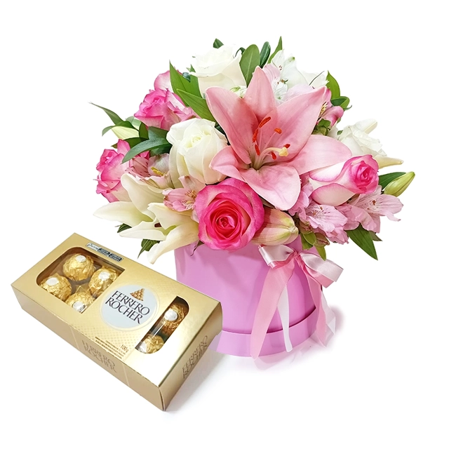 Box de Flores com Ferrero Rocher